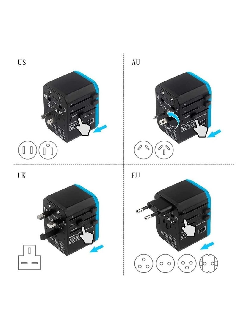 Universal Travel Adapter, International Plug Adapter, 5.6A Smart Power 3.0A 4 USB 1 Type C, Power Adapter Travel Cha rger, Outlet Converter Worldwide (Type C/G/A/I) - Image 3
