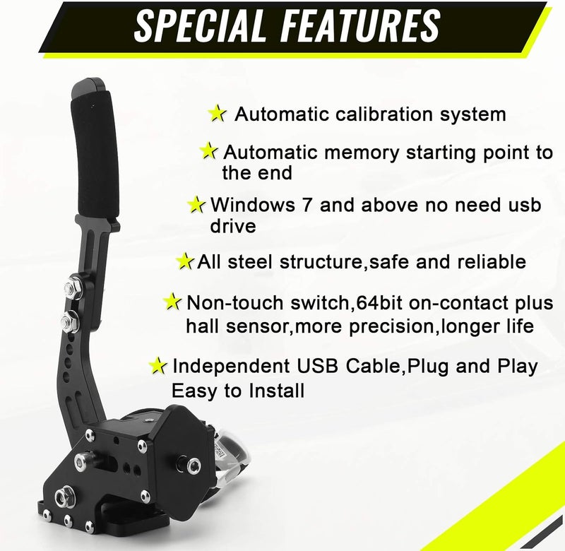 RASTP 64Bit PC USB Handbrake SIM for Racing Games - Compatible with Logitech G27 G25 G29 T500 T300 - Image 3