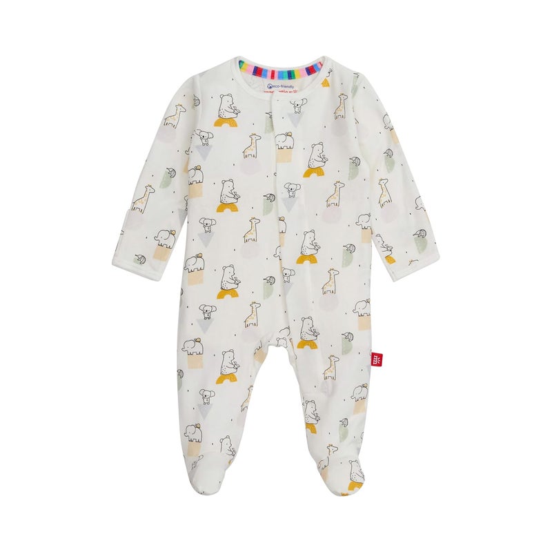 Magnetic Me Boys Modal Magnetic Baby Footie Pajamas | Silky Soft Modal Fabric | New Kid On The Block | 3-6 Months - Image 1