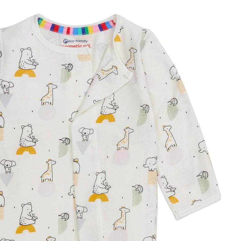 Magnetic Me Boys Modal Magnetic Baby Footie Pajamas | Silky Soft Modal Fabric | New Kid On The Block | 3-6 Months - Image 2