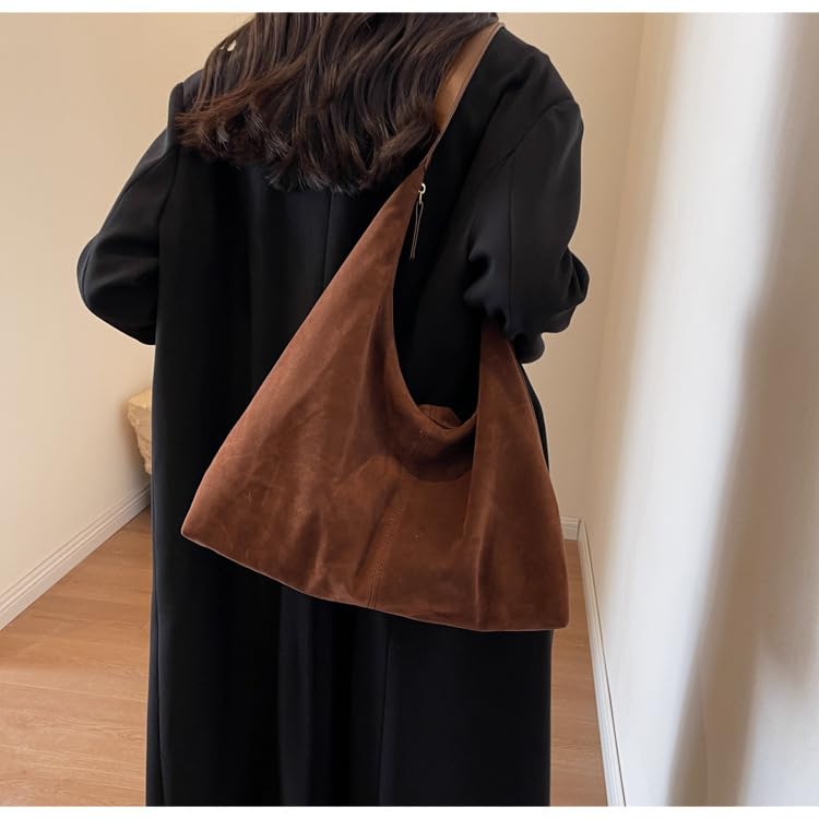 AISIWAN Womenâ€™s Trendy Suede Tote Bag Shoulder Bags For Women Fall Underarm Bag Winter Hobo Bag Work Purses Suede Travel Handbag - Image 2