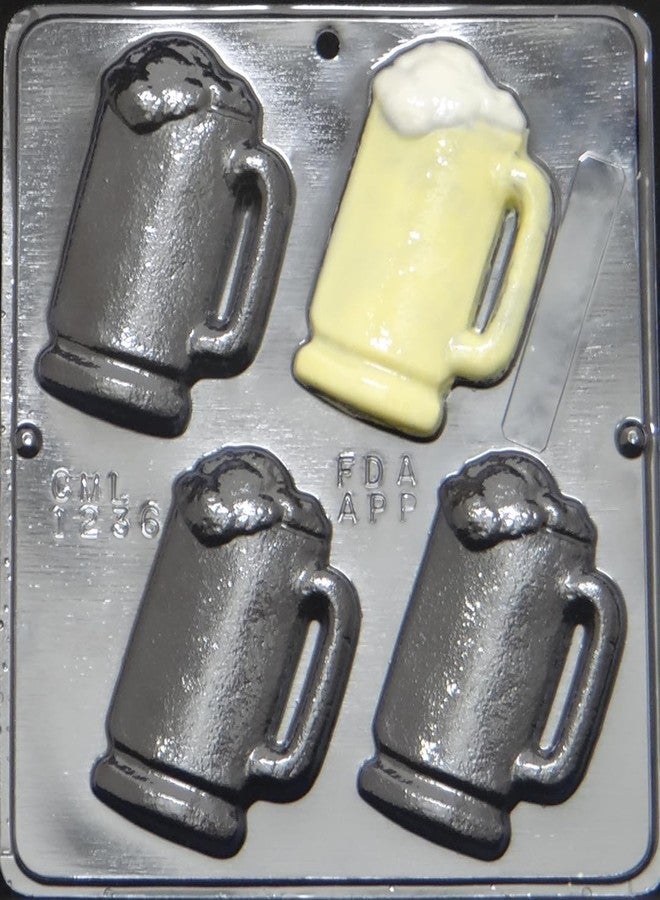 Food Beer Mug Medium Chocolate Candy Mold 1236 with 4 Cavities - Image 2