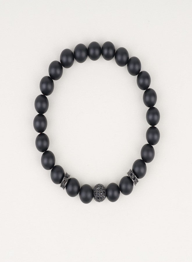 COAI CZ Pave Skull Charm Matte Onyx Stone Bracelets - Image 5