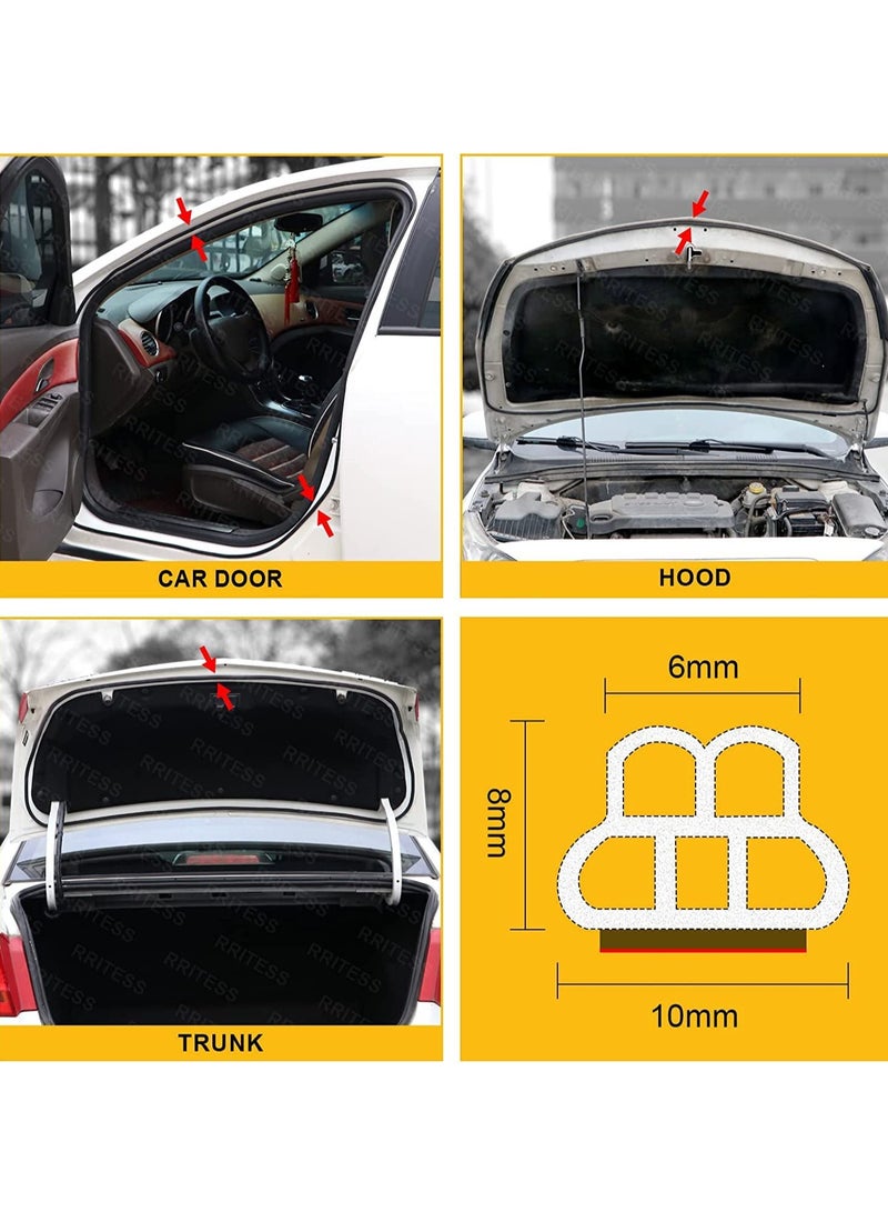 SYOSI Car Weather Stripping Door Rubber Seal Strip Double Layer 5 Holes Universal Self Adhesive Auto Soundproofing For Tailgate Weatherstrip Engine Cover Noise Insulation 10M - Image 3