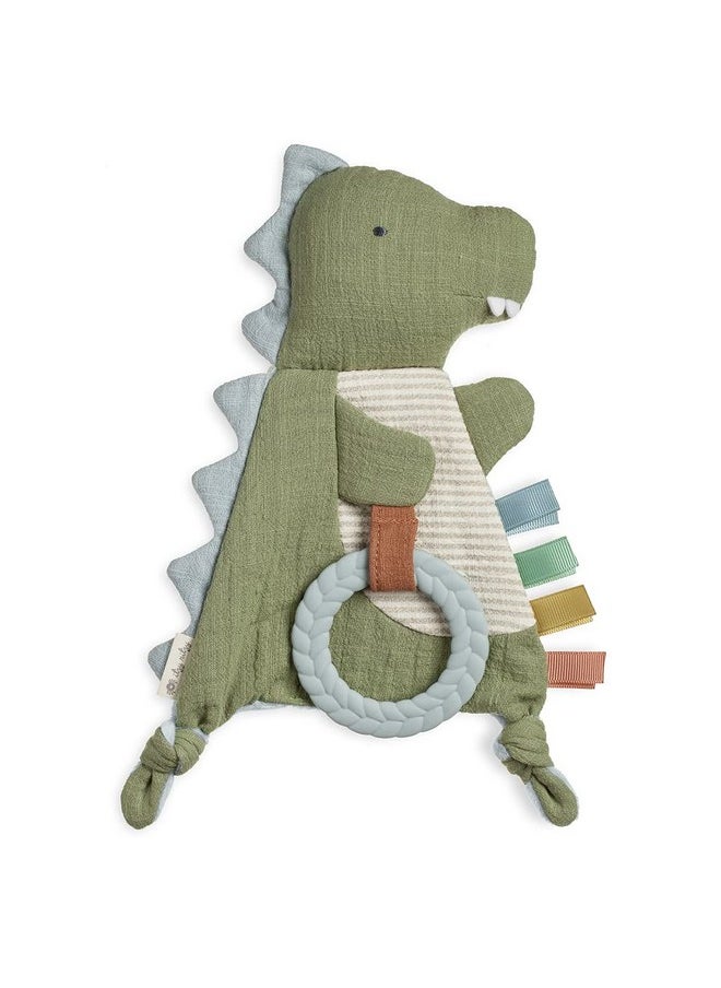 Itzy Ritzy Itzy Ritzy - Bitzy Crinkle Sensory Toy Dinosaur with Crinkle Sound for Babies & Toddlers - Features Soft Braided Teething Ring & Textured Ribbons, Designed for Ages 0 Months and Up, Dinosaur  - Image 1