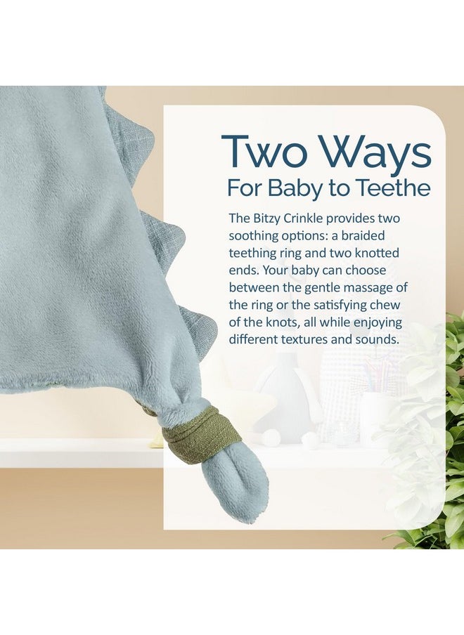 Itzy Ritzy Itzy Ritzy - Bitzy Crinkle Sensory Toy Dinosaur with Crinkle Sound for Babies & Toddlers - Features Soft Braided Teething Ring & Textured Ribbons, Designed for Ages 0 Months and Up, Dinosaur  - Image 4