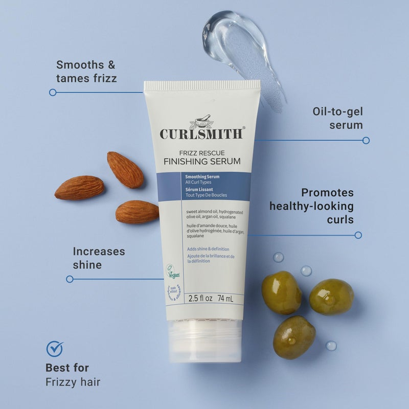 CURLSMITH Frizz Rescue Finishing Serum - Anti-Frizz Finishing Serum, Smoothing and Nourishing, For All Curl Types, Vegan & Cruelty Free (2.5 oz) - Image 2