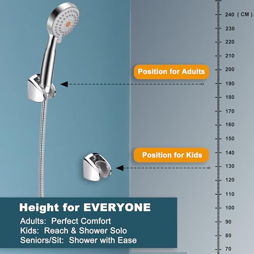 YOO.MEE On Wall Mount Shower Bracket for Handheld shower head, Height Adjustable Holder - Large Angle Adjustable to Meet any Space Bathroom- Chrome - Image 3