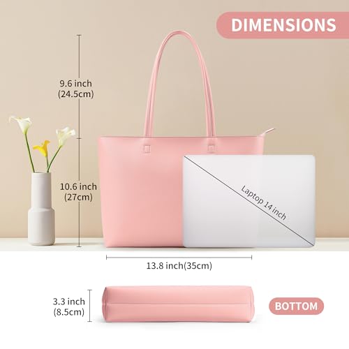 KALIDI FANCY FOREST KALIDI Tote Bag Zipper Shoulder Bag Faux Leather Purses for Women Casual Handbag Work Dating College, Pink - Image 3