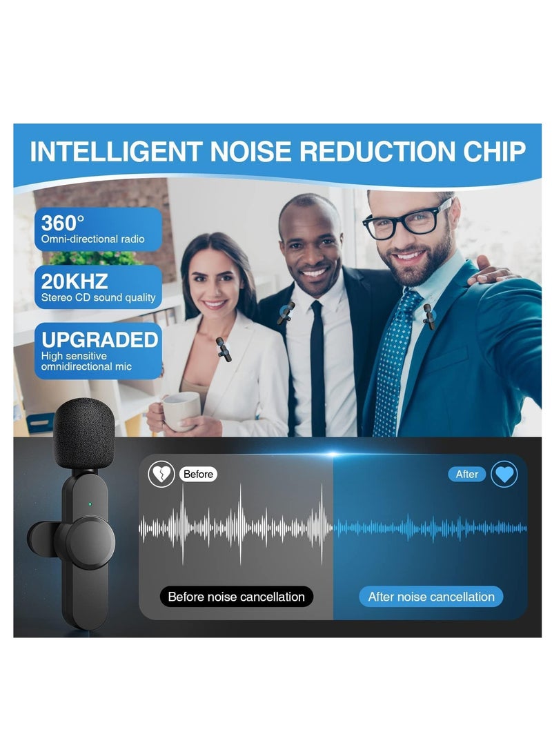 Wireless Lavalier Lapel Microphone for iPhone, iPad, Android, and Camera – Plug-and-Play, 7-Hour Long Working Time, High-Quality Audio for Interview, Video, Podcast, Vlog, YouTube, Portable, Easy to Use, Clear Sound for Creators