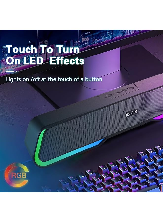 erorex Bluetooth Computer Speakers Rechargeable Desktop Soundbar Hifi Stereo Sound Bluetooth 5.0 Wired Dual Connection Rgb Lights Pc Speakers For Desktop Monitor Phone Pc Laptop Tablets  - Image 4