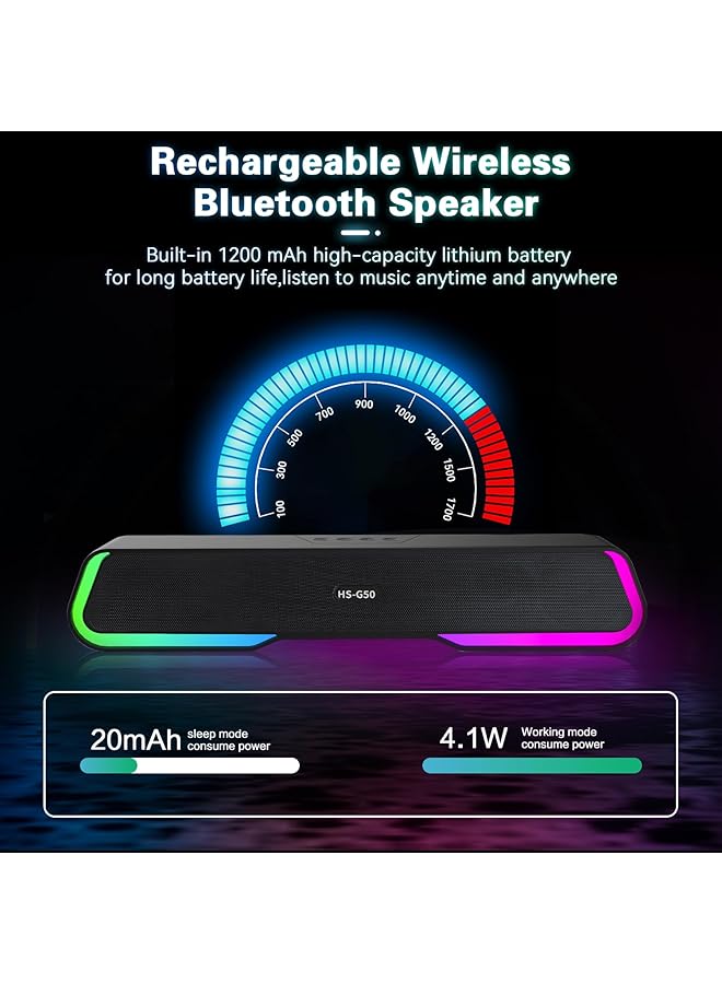 erorex Bluetooth Computer Speakers Rechargeable Desktop Soundbar Hifi Stereo Sound Bluetooth 5.0 Wired Dual Connection Rgb Lights Pc Speakers For Desktop Monitor Phone Pc Laptop Tablets  - Image 5