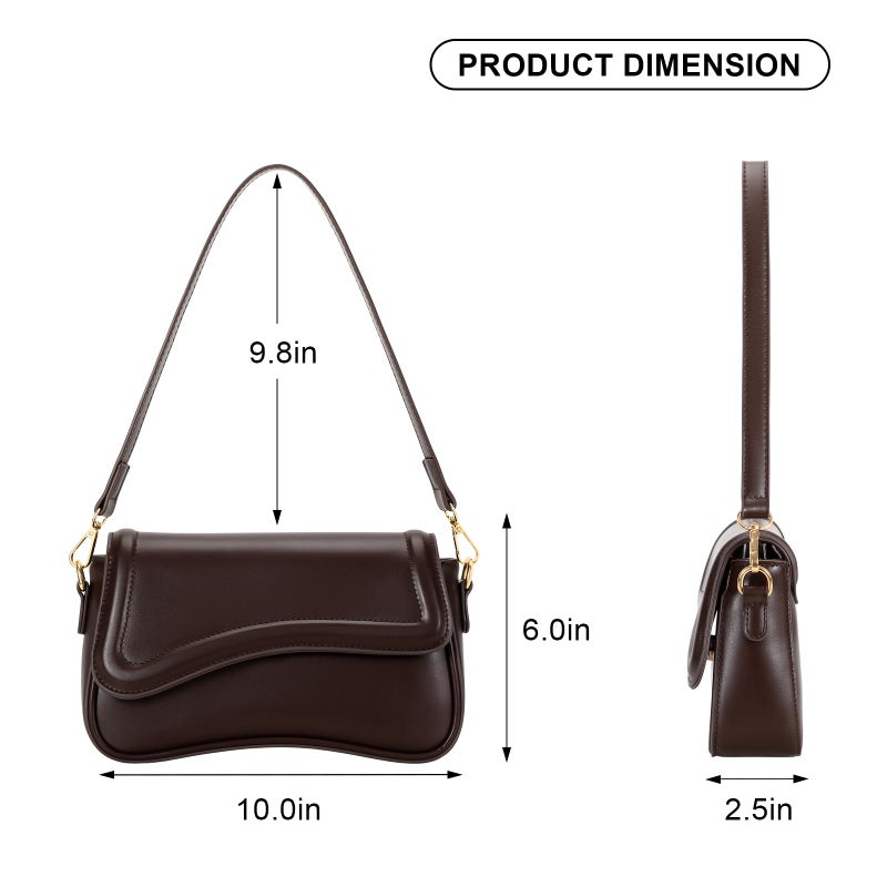 KKXIU Shoulder Bag for Women Small Clutch Purses Cute Hobo Handbag Trendy Underarm Bag-Coffee - Image 5