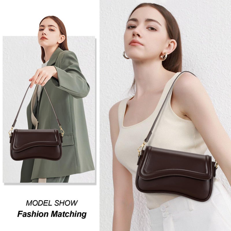 KKXIU Shoulder Bag for Women Small Clutch Purses Cute Hobo Handbag Trendy Underarm Bag-Coffee - Image 2