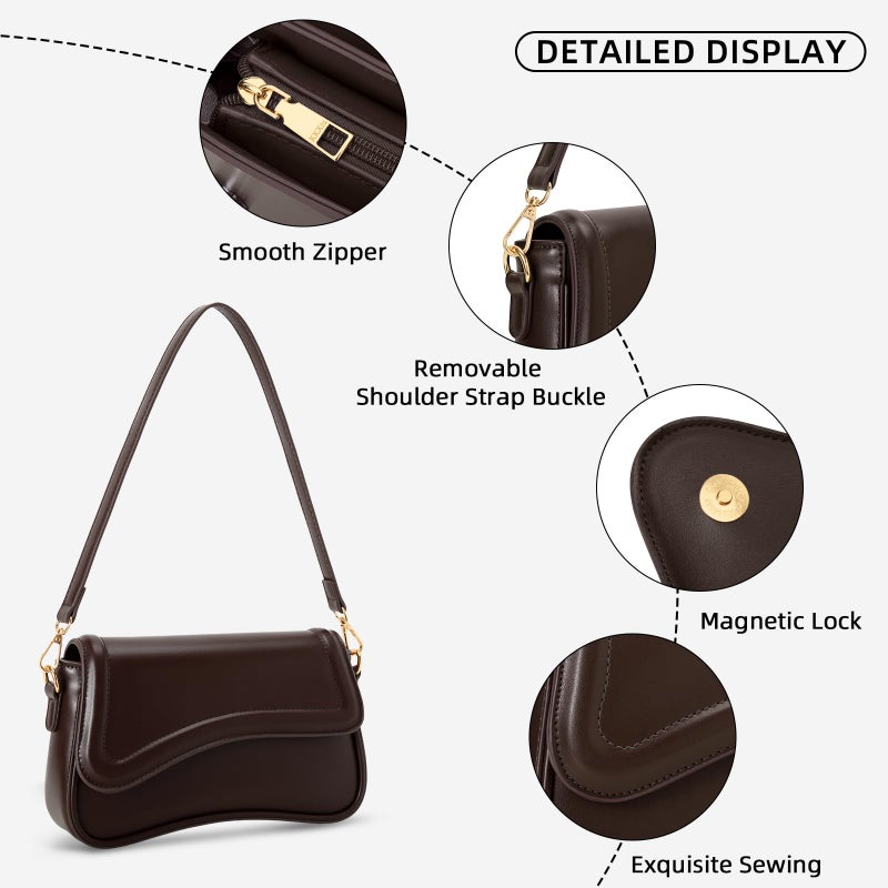 KKXIU Shoulder Bag for Women Small Clutch Purses Cute Hobo Handbag Trendy Underarm Bag-Coffee - Image 3