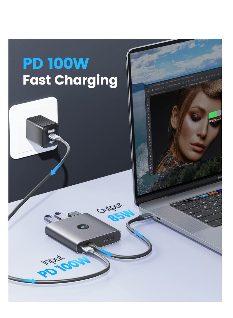 6-in-1 USB C Docking Station with 4K HDMI, 100W PD Charging, 3 USB-A 3.0, and USB-C 3.0 Ports - Compact High-Speed Multiport Adapter for MacBook Air, Pro, and Other Type-C Devices. - Image 5