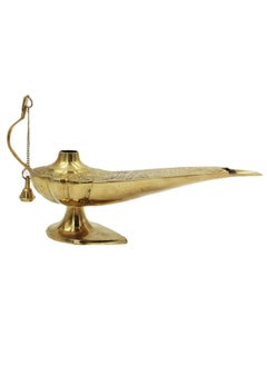 Antique Museum Brass Jinny Lamp Flower Carving Work 12 Inch  - Image 1