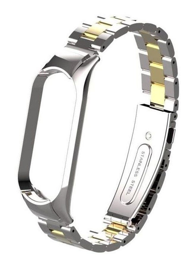 NIBEMINENT Xiaomi Mi Band 5 Double Spring Solid Three Stainless Steel Strap Gold - Image 1