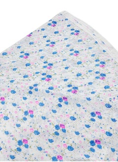 City Rose Islamic Womens Pray khimar 2 Pieces Sets Cotton Dress Hijab Abaya Suit White with Blue and Purple Flowers  - Image 2