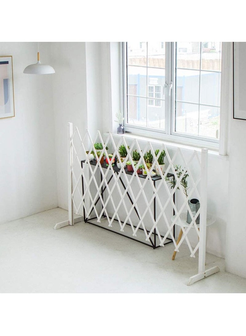 Generic FFD Portable Expandable Wooden Fence Climbing Plant Helps Trellis Pet Nursery Fence For Garden Patio Lawn White 4pcs  - Image 1