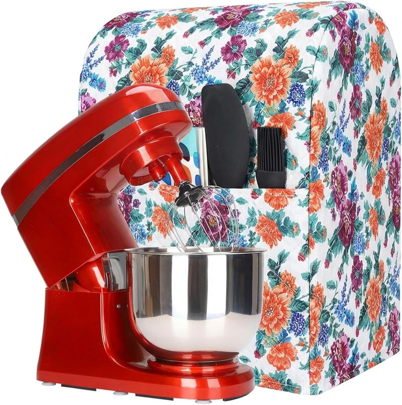 TUYUU غطاء خلاط ثابت مع جيب، أغطية خلاط مطبوعة بنقشة بيزلي الجميلة متوافقة مع خلاطات Kitchenaid/Hamilton سعة 6-8 كوارت / موديلات الرأس المائل ورفع الوعاء (زهور #5) - Image 1