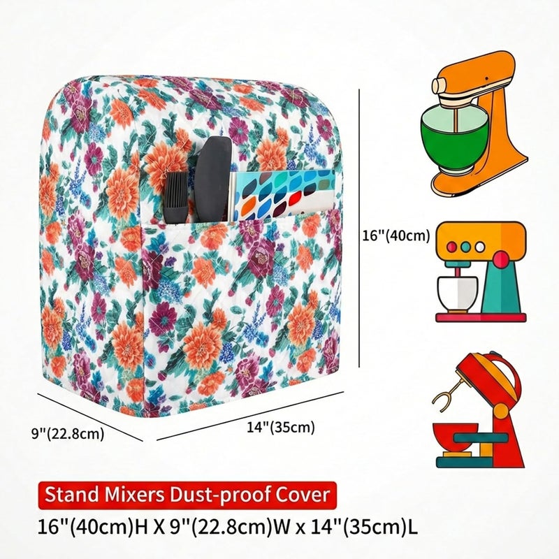 TUYUU غطاء خلاط ثابت مع جيب، أغطية خلاط مطبوعة بنقشة بيزلي الجميلة متوافقة مع خلاطات Kitchenaid/Hamilton سعة 6-8 كوارت / موديلات الرأس المائل ورفع الوعاء (زهور #5) - Image 2