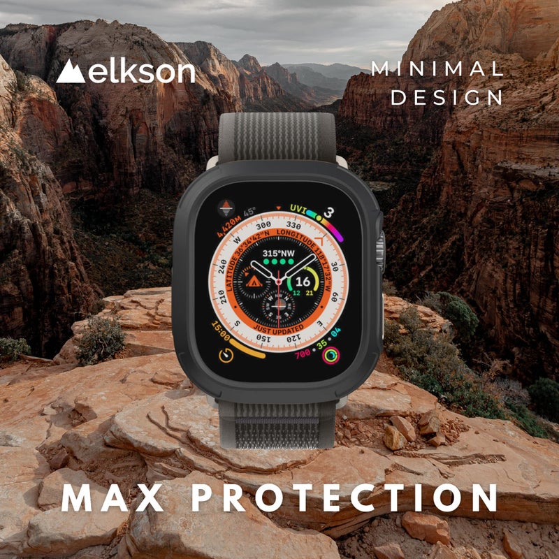 Elkson Made for Apple Watch Ultra 2 1 Bumper Case Screen Protector Kit 49mm Quattro Max Series Rugged, Military-Grade Durable Flexible Shockproof Protective Cover w/Tempered Glass for iWatch, Black - Image 5