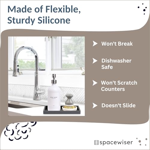 Spacewiser Countertop and Vanity Tray - Small 7.7" Silicone Tray for Soap Dispenser Bottles, Bathroom Trays, Kitchen Sink Soap Trays, Sink Caddy Kitchen Sinks Organizer, Soaps Dish & Sponge Holder Mat - Image 4