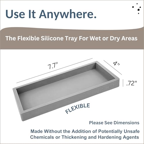 Spacewiser Countertop and Vanity Tray - Small 7.7" Silicone Tray for Soap Dispenser Bottles, Bathroom Trays, Kitchen Sink Soap Trays, Sink Caddy Kitchen Sinks Organizer, Soaps Dish & Sponge Holder Mat - Image 3