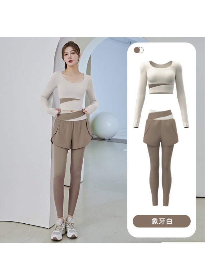 Color Block Yoga Set - Seamless Slim-Fit Workout Outfit with Quick-Dry Fabric - Image 1
