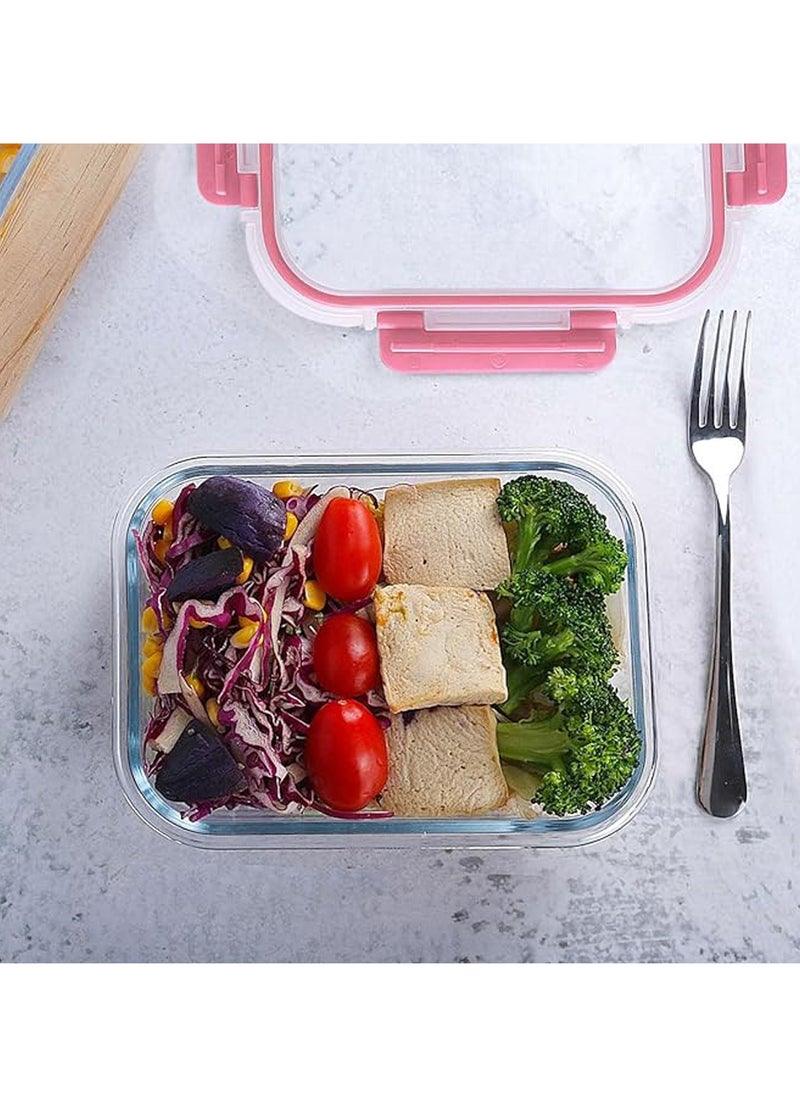 TYCOM Glass Meal Prep Containers 10 Pieces Rectangle Glass Food Storage Containers with Lids Glass Lunch Box Portion Control Airtight Glass Bento Box Lunch Containers 10P Rectangle Green.  - Image 5