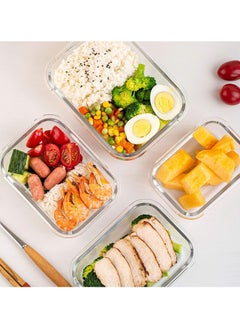 TYCOM Glass Meal Prep Containers 10 Pieces Rectangle Glass Food Storage Containers with Lids Glass Lunch Box Portion Control Airtight Glass Bento Box Lunch Containers 10P Rectangle Green.  - Image 4