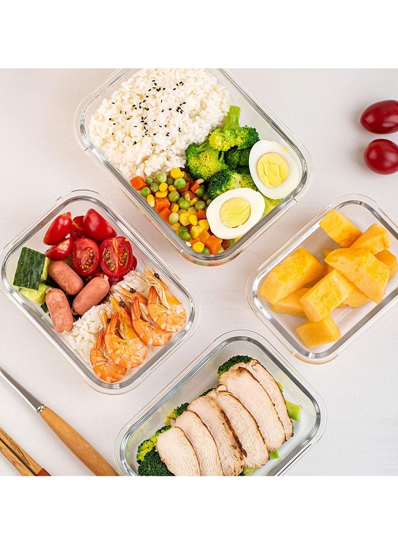 TYCOM Glass Meal Prep Containers 10 Pieces Rectangle Glass Food Storage Containers with Lids Glass Lunch Box Portion Control Airtight Glass Bento Box Lunch Containers 10P Rectangle Green.  - Image 4
