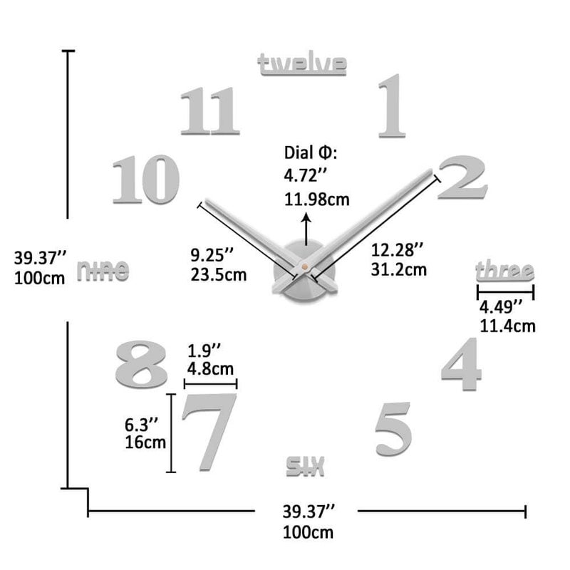 VANGOLD Large Wall Clocks for Living Room Decor, DIY Wall Clock Modern 3D Wall Clock with Mirror Numbers Stickers for Home Office Decorations Ideas (Black) - Image 3