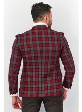 Men Notch Collar Long Sleeve Plaid Blazer, Red - pzsku/Z2D848D763D018D5B871FZ/45/_/1740492878/f40258f1-c0ec-48cd-80bb-a9199eaf94ac