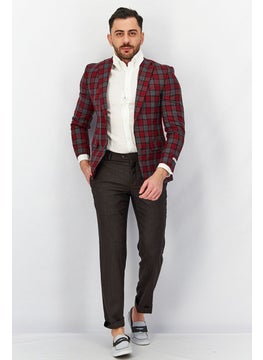 Men Notch Collar Long Sleeve Plaid Blazer, Red - pzsku/Z2D848D763D018D5B871FZ/45/_/1740492879/741983af-0513-4178-8f40-5ee6ecc1150e