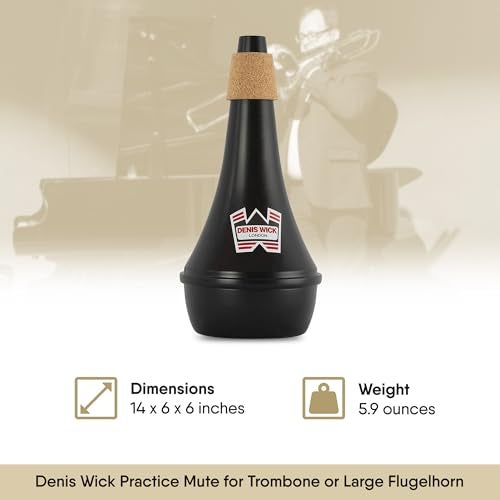 Denis Wick Practice Mute for Trombone or Large Flugelhorn, 5527 - Hand-Spun Aluminum Mute with Natural Cork - Brilliant Tone, Reliable Intonation -Great for Practice or Performance - 14 x 6 x 6 inches - Image 3