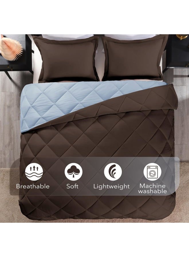 downluxe King Size Comforter Set - Brown and Blue King Comforter, Soft Bedding Sets for All Seasons -3 Pieces - 1 Comforter (104"x92") and 2 Pillow Shams(20"x36") - Image 5