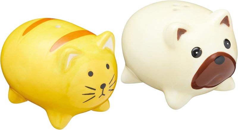 KitchenCraft Cat and Dog Salt and Pepper Shakers, Height 4.5cm, Acetate Gift Boxed - Image 1
