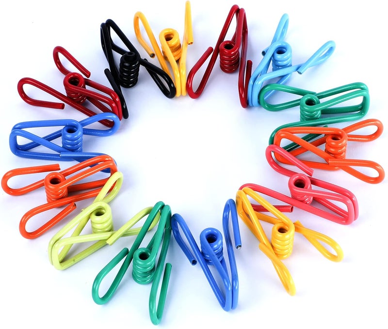 Riveda 30 Pack Assorted Chip Bag Clips Utility - PVC 2 Inch Coated Colorful Sealer for Sealing Food - Paper Holder, Clothesline Clip for Laundry Hanging, Kitchen Bags, Multipurpose Clothes Pins - Image 1