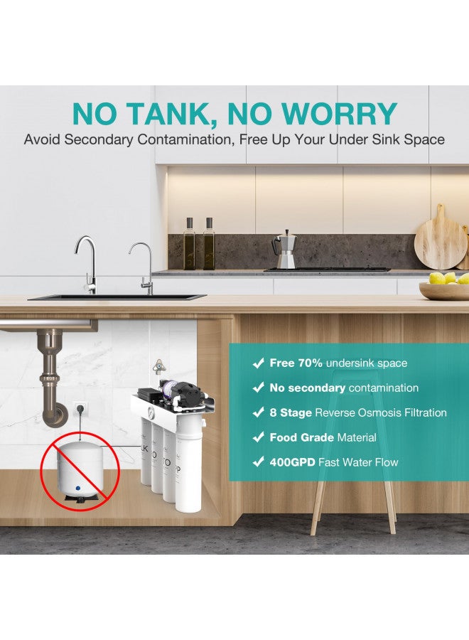 SimPure Alkaline UV Reverse Osmosis System, NSF/ANSI 58 Certified, Tankless RO Water Filter System 400 GPD, pH+ Remineralization Water Filtration Under Sink, BPA Free, Built-in Pump - Image 5