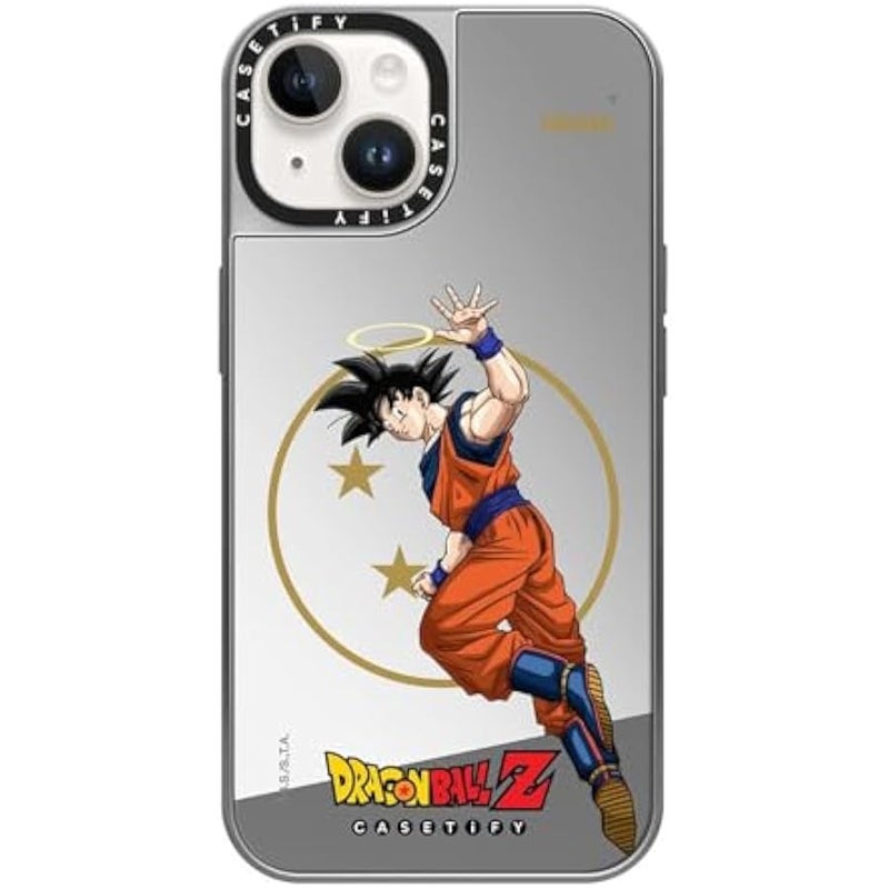 Casetify Mirror iPhone 14 Case 【Dragon Ball Colab/Reflective / 4.9ft Drop Protection/Magsafe】 - Goku - Silver on Silver - Image 1