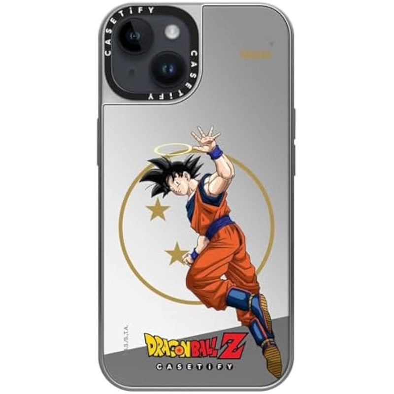 Casetify Mirror iPhone 14 Case 【Dragon Ball Colab/Reflective / 4.9ft Drop Protection/Magsafe】 - Goku - Silver on Silver - Image 2