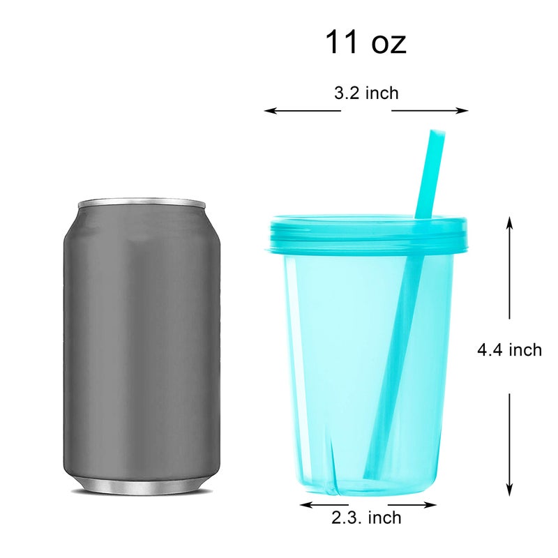 Youngever 7 Sets Plastic Kids Cups with Lids and Straws, 7 Reusable Toddler Cups with Straws in 7 Assorted Colors - Image 2