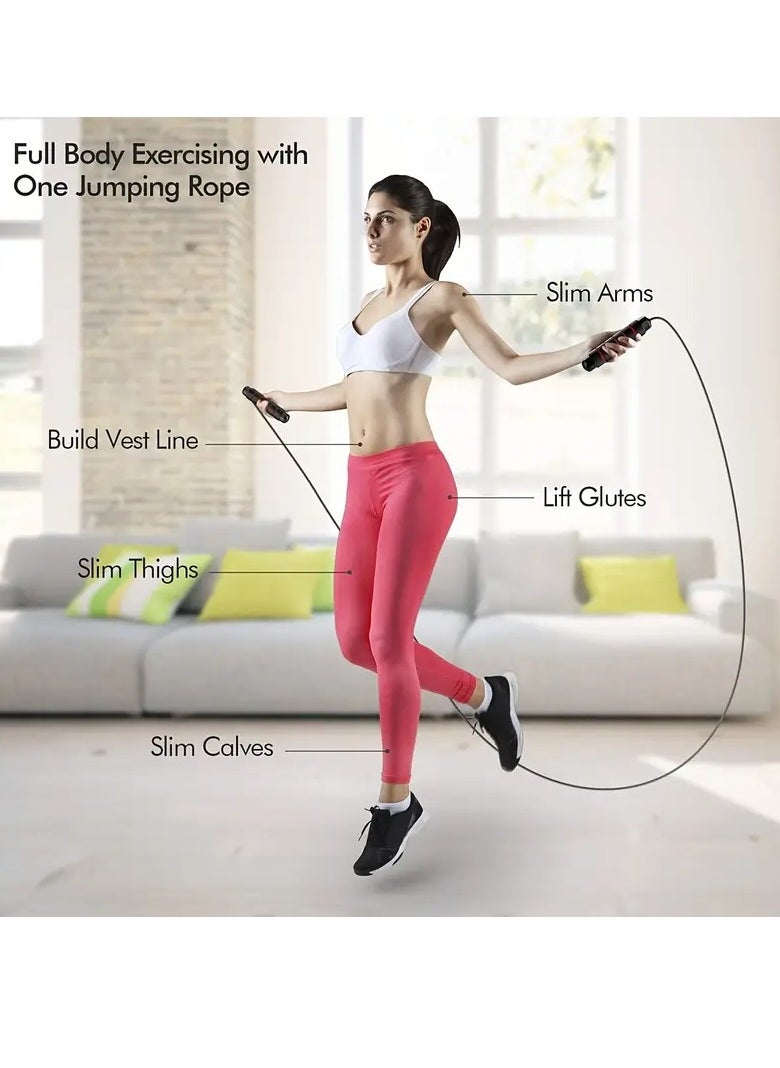 Spall Adjustable Speed Heavy Weighted Steel Wire Exercise Skipping Jump Rope|Heavy Skipping Rope PVC Weighted Speed Exercise Jump Rope Breathing Handle 360 Degree rotation  - Image 5