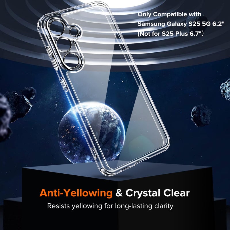 ivoler 3-in-1 Case for Samsung Galaxy S25 5G 6.2" (Not for S25 Plus 6.7") with 2 Pack Tempered Glass Screen Protector[Full Coverage], Slim Phone Bumper Cover -Clear (Not for S25 Plus 6.7") - Image 3