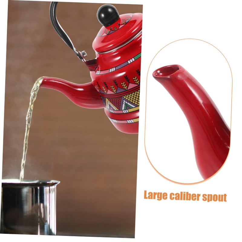 Vintage Enamel Teakettle Thickened Stove Induction Compatible Scald Handle Rimmed Spout - Image 3