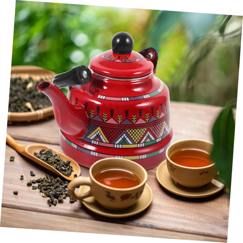 Vintage Enamel Teakettle Thickened Stove Induction Compatible Scald Handle Rimmed Spout - Image 5