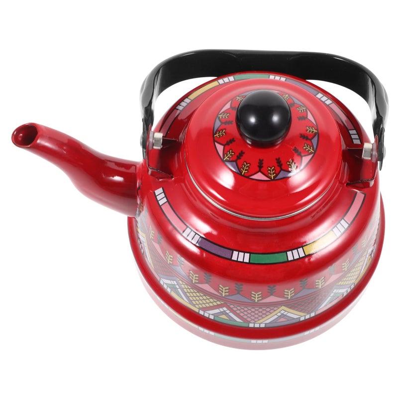 Vintage Enamel Teakettle Thickened Stove Induction Compatible Scald Handle Rimmed Spout - Image 2