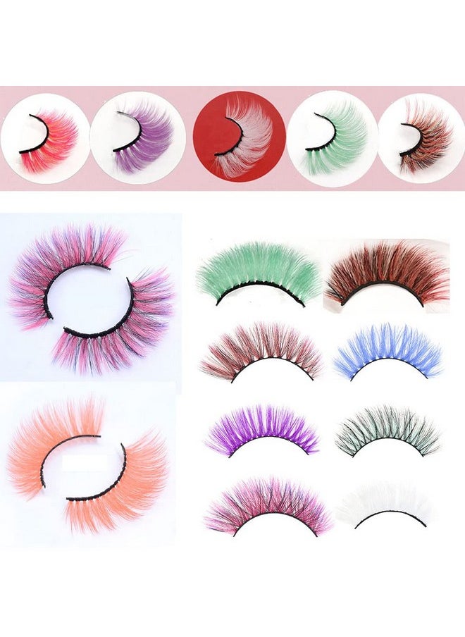 MUQIU37 Colored Lashes Halloween Colorful Eyelashes Easter Faux Mink False Eye Lashes With Color Cosplay Long Dramatic Party Fake Eyelashes Extensions Makeup Tools 5 Pairs (Mq315Mm)  - Image 5
